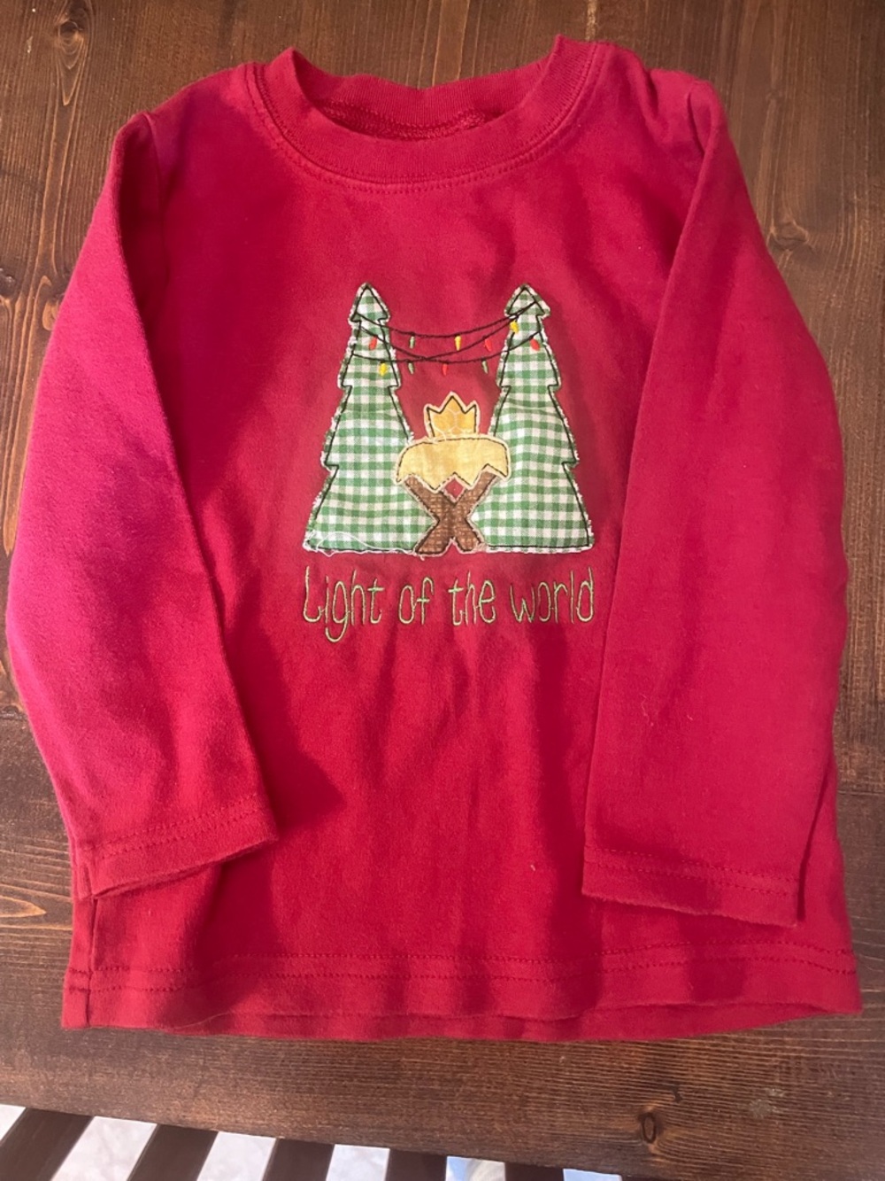 Kids Red Long-Sleeve Shirt Manger Scene
